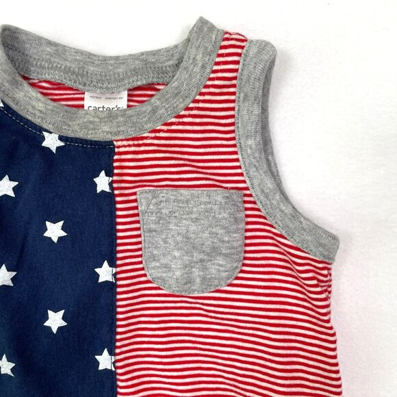 Carter’s Baby Stars and Stripes Sleeveless Romper 6m One Piece USA Patriotic - Picture 2 of 7